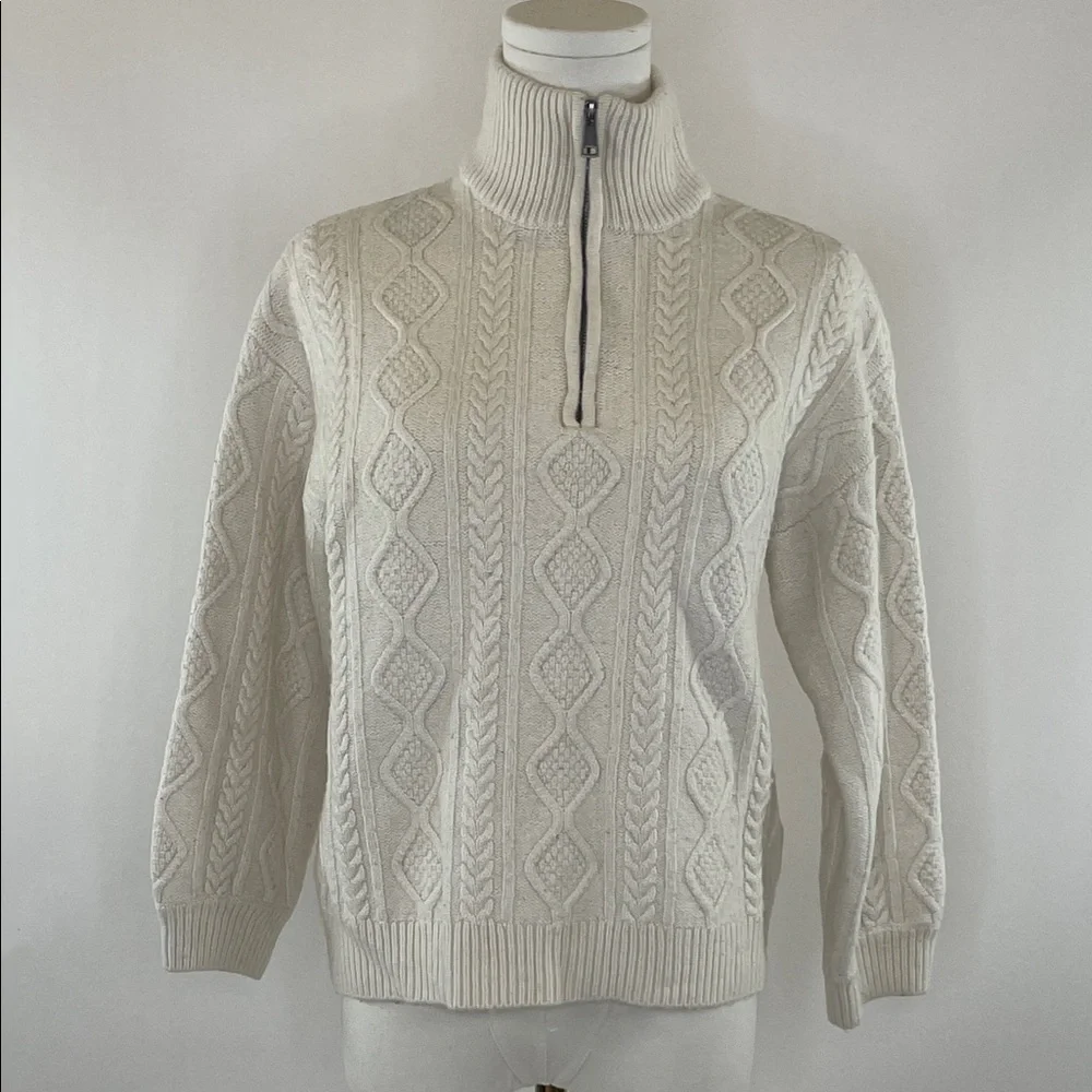 Splendid Dakota Half Zip Cable Knit Sweater in Cream, XS - Picture 5 of 9